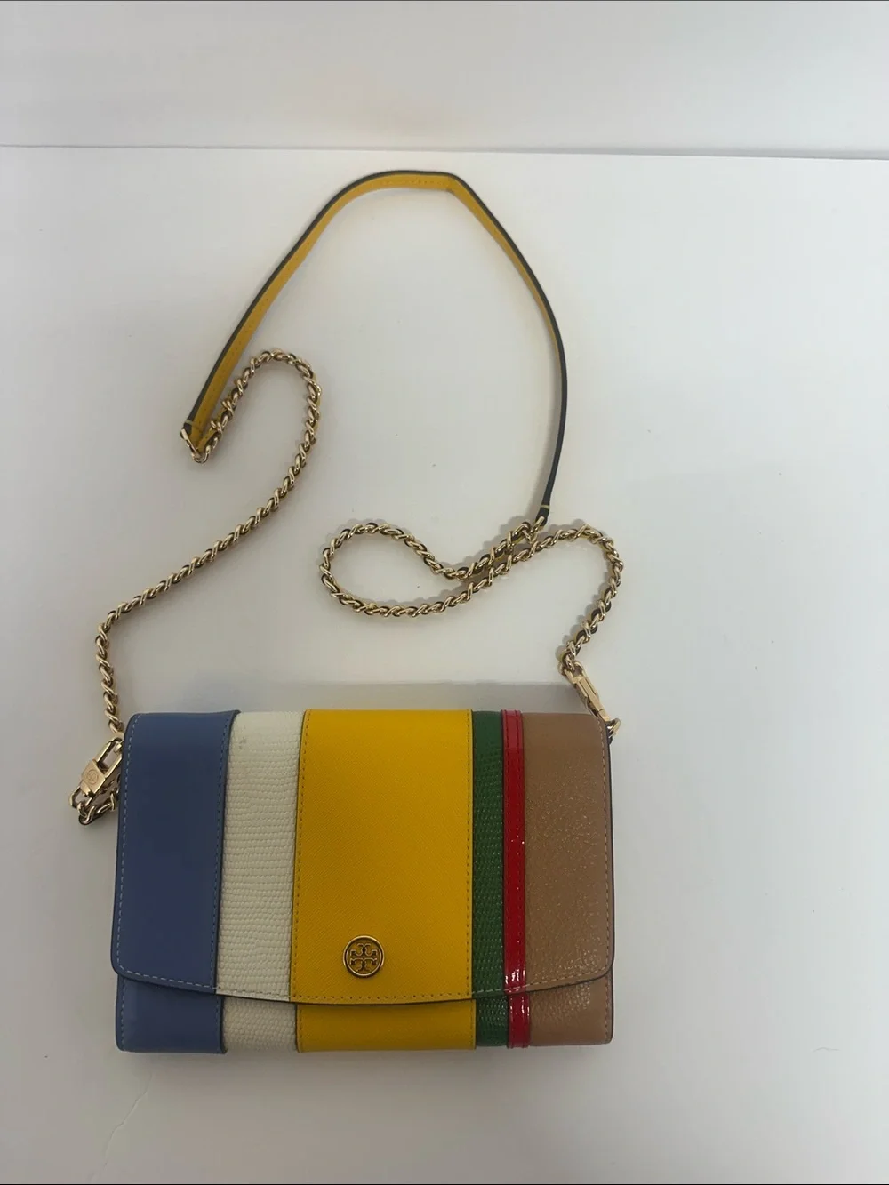 Tory Burch Robinson Ballon Stripe Convertible Shoulder Bag MSRP 498